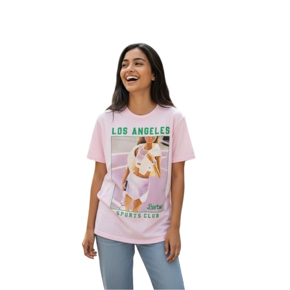 Barbie Tops - Barbie Los Angeles Sports Club Pink Crewneck T-Shirt size Small